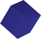 A floating blue cube
